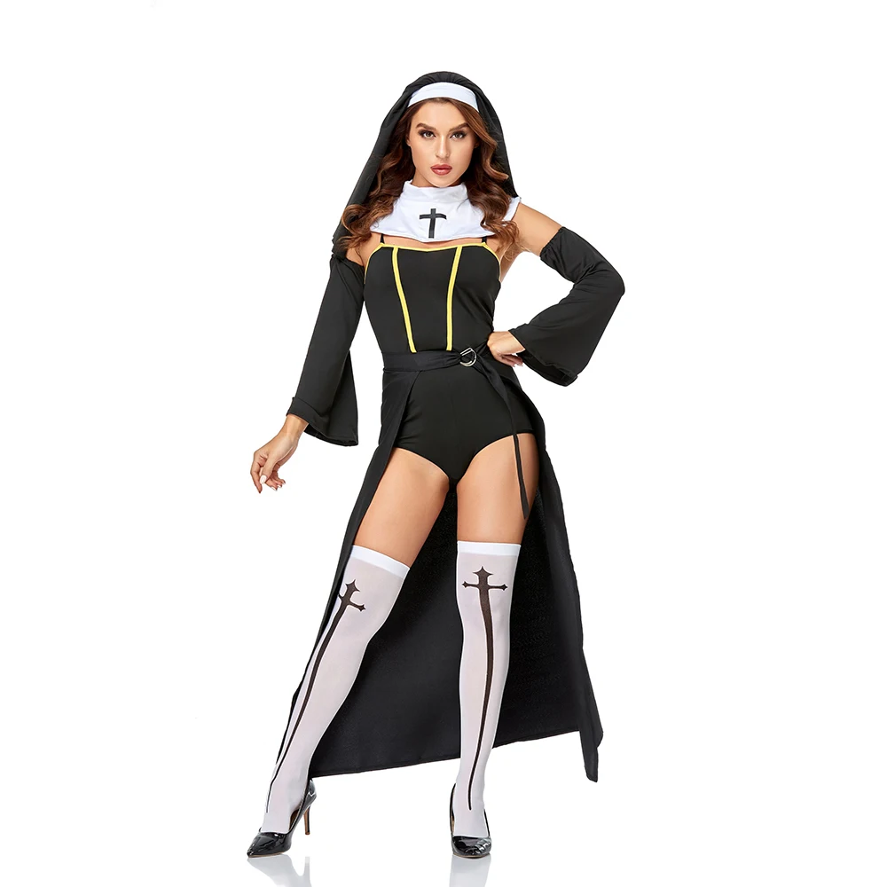 New Arrival Sexy Priest Costume For Adult Women Halloween Fancy Party  Sister Cosplay Nun Outfits - Cosplay Costumes - AliExpress