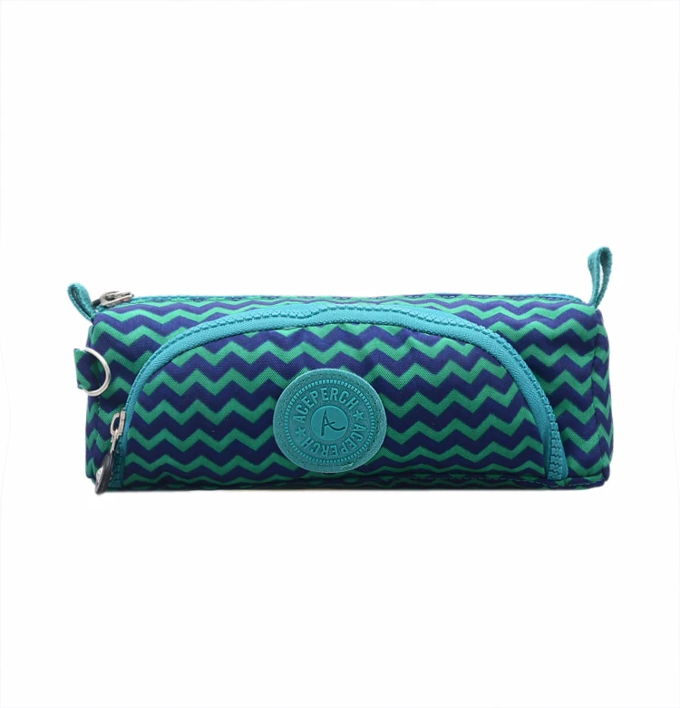 ACEPERCH Fashion Women Pencil Case Travel Neceser Cosmetic Bag Zipper Nylon Toiletry Organizador Makeup Bag Ladies - Color: Green Wave