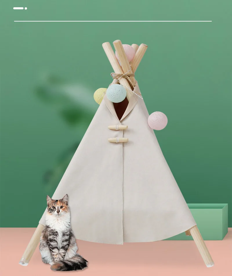 Pet Teepee Dog & Cat Bed with Canvas