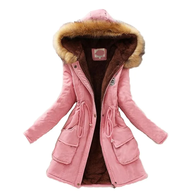 

Fashion parka coat women plus size long sleeve plus thick warmth clothing 2019 autumn winter new Multicolor hooded jacket JD598