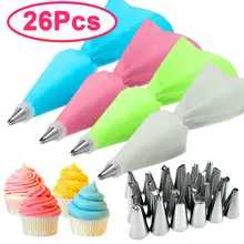 26 Pz/set Sacchetto Della Pasticceria del Silicone Consigli di Cucina FAI DA TE Cake Icing Piping Crema Della Torta Che Decora Gli Attrezzi Riutilizzabile Sacchetti della Pasticceria + 24 ugello Set