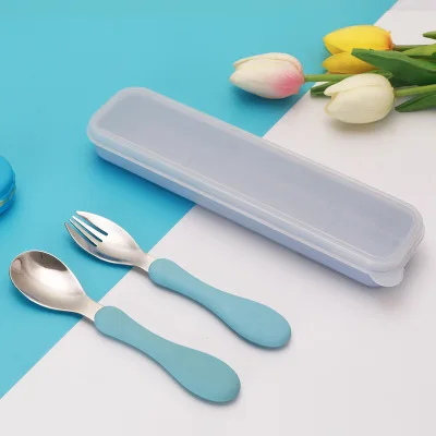 

Baby Cutlery Candy Color Fork Spoon Set Infant Tableware Children Food Feeding Dinnerware Soft Handle Toddler Utensil