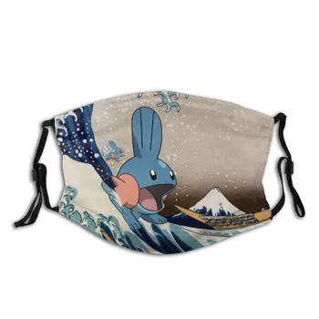 

Pokemon Mudkip Wave Reusable Mouth Face Mask Anti Bacterial Dustproof Protection Cover Respirator Muffle Mask with Filters