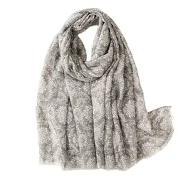 Fashion Autumn lady Viscose Scarf Aztec Light Grey Floral Fringe Beach Shawls and Wraps Female Foulards Echarpe Muslim Hijab