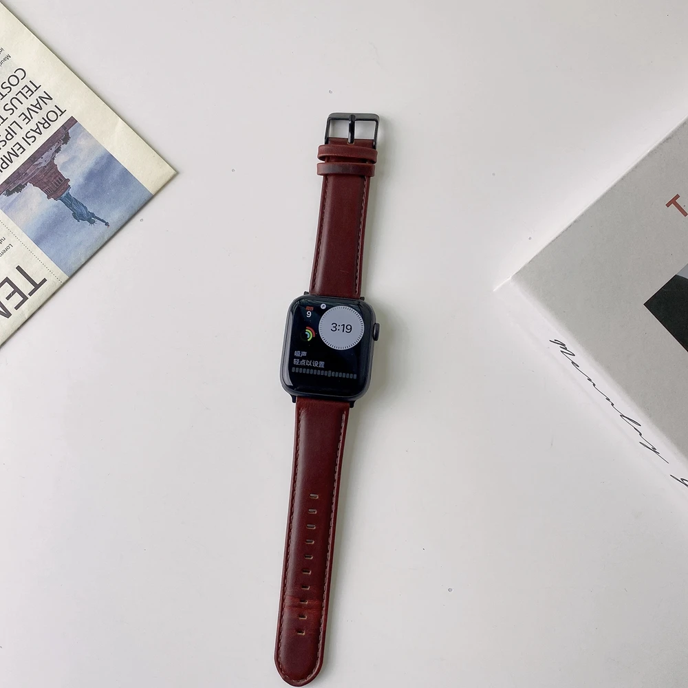 Мужской кожаный ремешок в стиле s для Apple Watch 38 мм 40 42 SE1 2 3 4 5 iwatch Smooth Correa 41 44 45 6 7 |