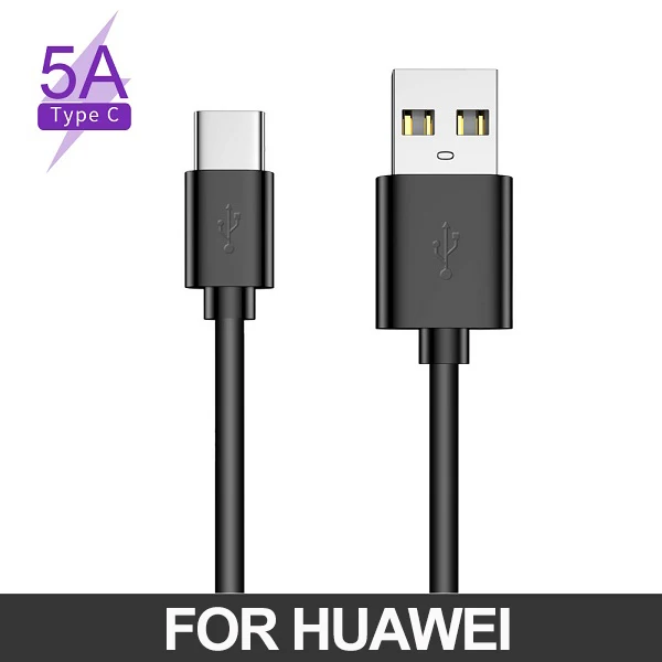 Usb type-C кабель для huawei P30 Pro Lite mate 20X Pro P20 Pro Быстрая зарядка usb type-C кабель для samsung OPPO Xiaomi USB-C кабель - Цвет: 5A For Huawei black