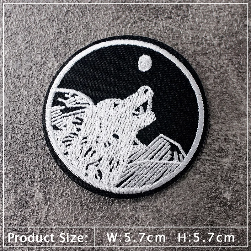 MUSIC WOLF ROCK AND ROLL Patch Embroidery Applique Ironing Sewing Supplies Decorative Badges For Clothing Accessories MAKE WISH