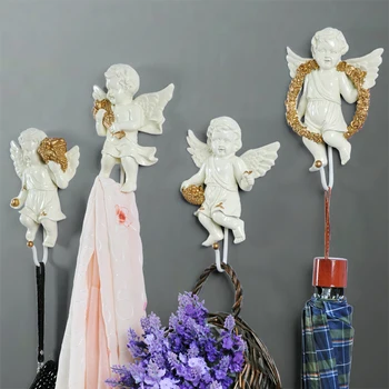 

European White Angel Decoration Coat Hook Simple Home Kitchen Bathroom Multi-functional Three-dimensional Wall Decoration Hook