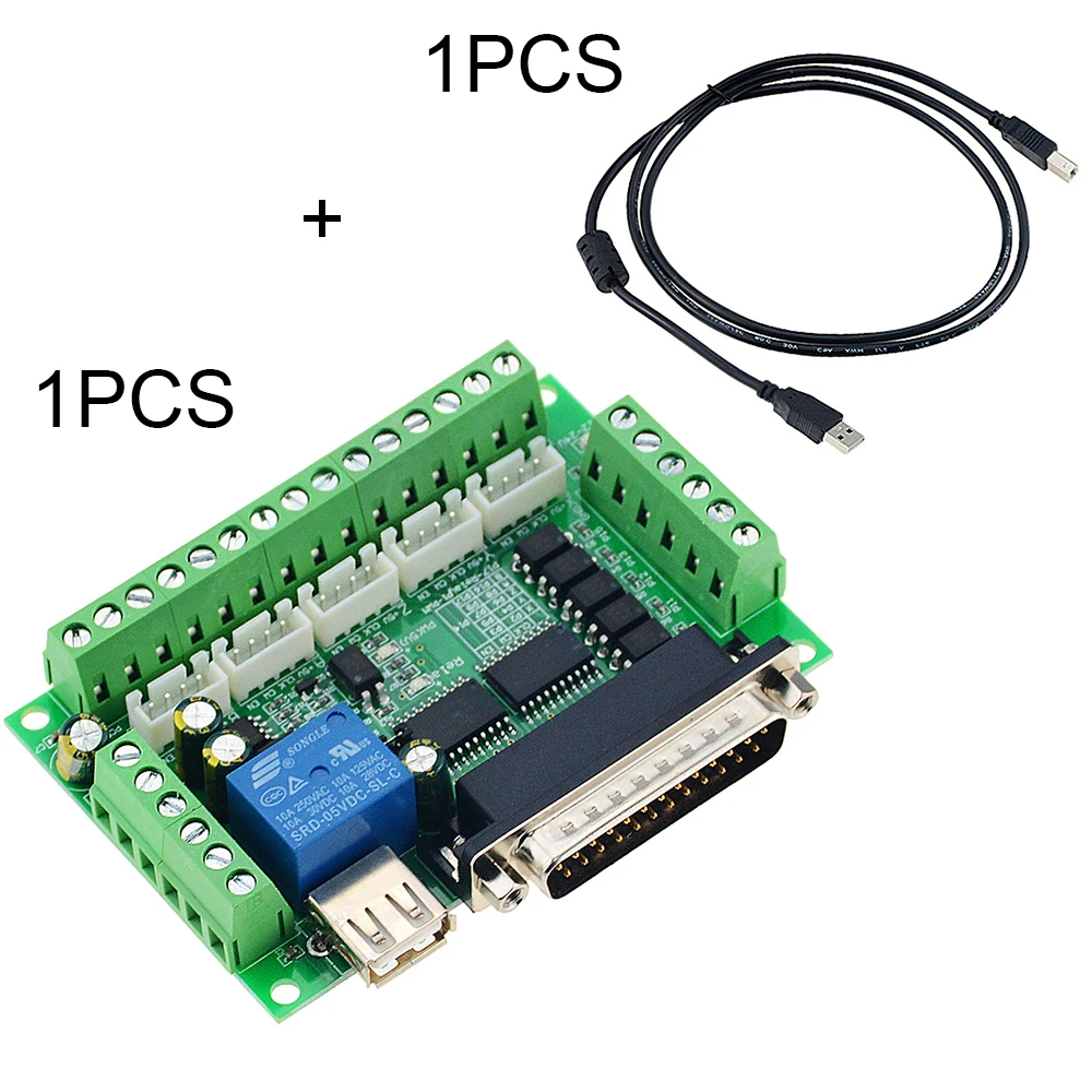Зеленый MACH3+ TypeB USB провод гравировальный станок 5 оси ЧПУ Breakout Board с оптической муфтой для шагового двигателя контроллер привода
