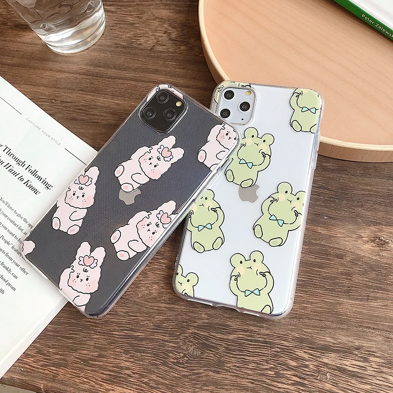 Cute rabbit frog Phone Cases For iPhone 11Pro Max 6 6s 7 8 Plus 11 X Xs Max Xr high-quality Clear soft Cover Fundas Capa