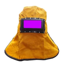 Casques de soudage pratiques, solaire, auto assombrissant, filtre, lentille de soudure, masque monté sur la tête, en cuir de vache jaune, Protection des yeux 