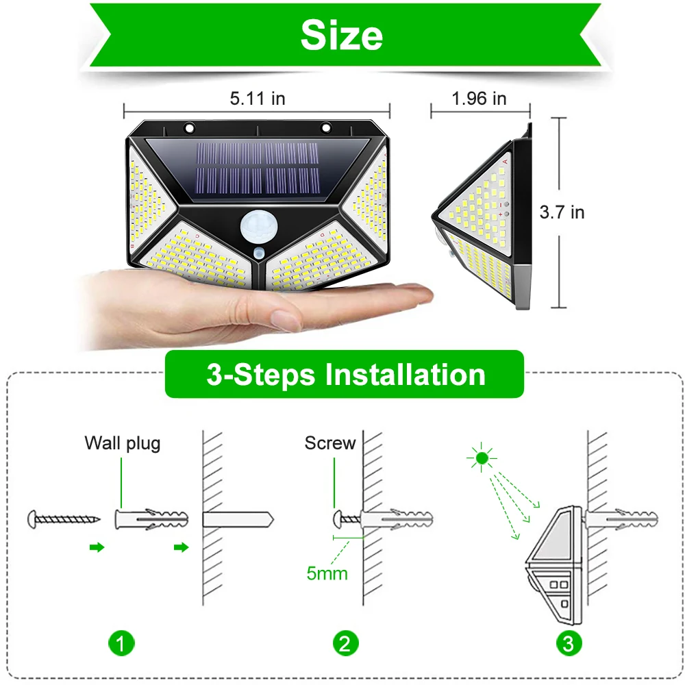 100 LED Outdoor Light Lamp Set 4 Pcs