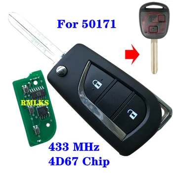 

For Toyota Prado 120 RAV4 Kluger FCC ID: 50171 60081 60030 2 Button Upgraded Flip Remote Key Fob 433 MHz 304.2 Mhz 4C 4D67 Chip