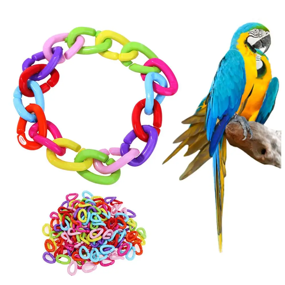 100 piezas de pájaro Juguete DIY accesorios cadena de ganchos de plástico para Parrot periquito periquito cacatúas Conure Agapornis gris africano cacatúa  jaula parte