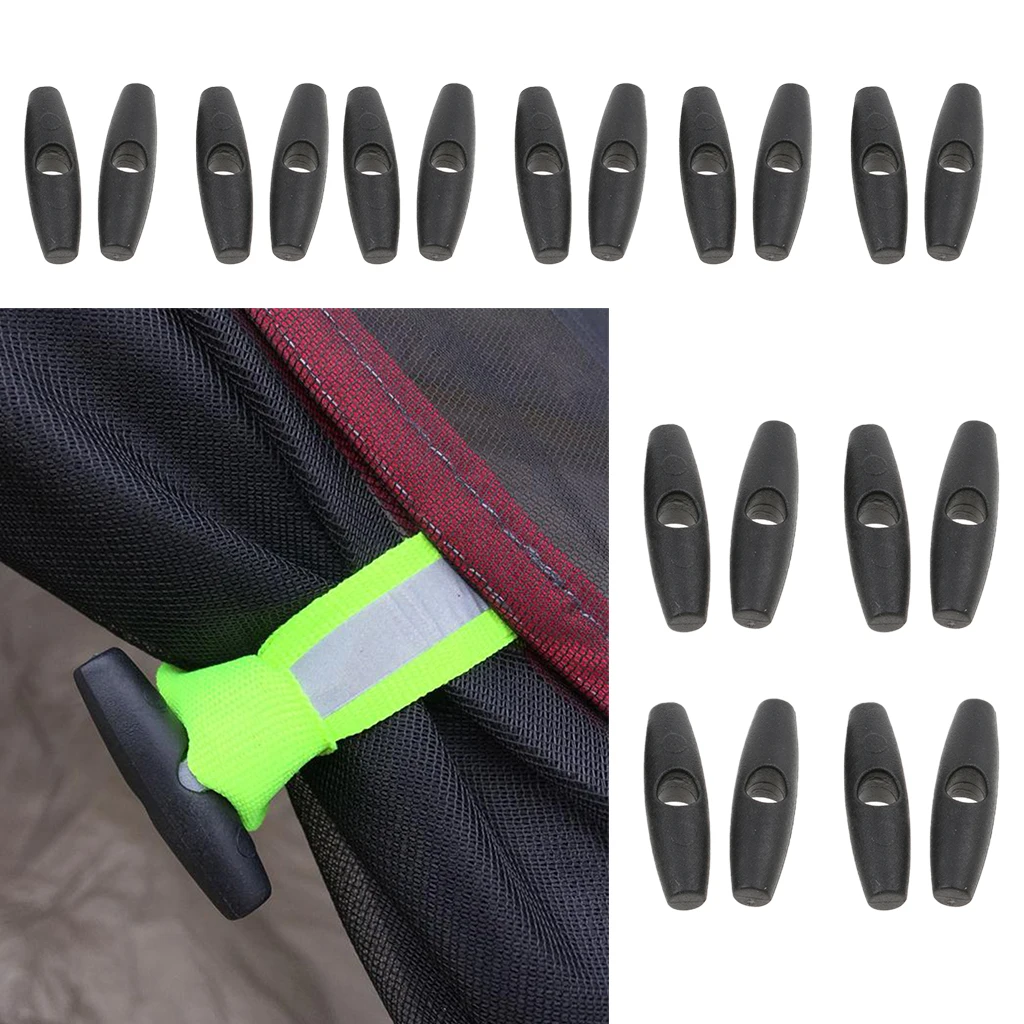 20 pcs Outdoor Tent Fly Tie Up Roll Fasten Buckle for Backpack Tie Down