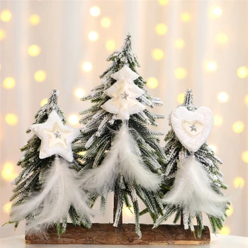 

600 pcs Gold Silver Christmas Tree Pentagram Feather Pendant Christmas Decorations Five-pointed Star Feather Hanging Ornaments