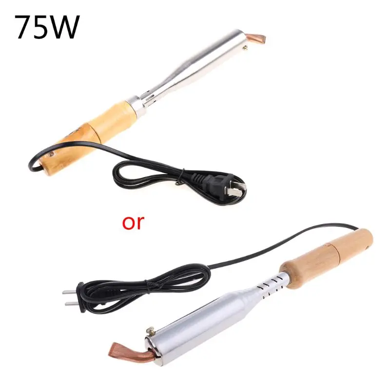 220V Heavy Duty High Power Electric Soldering Iron Chisel Tip Wood Handle ZX 
