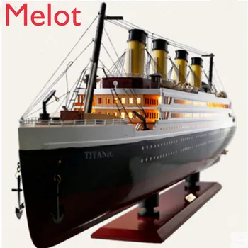 

30-100CM Wooden Titanic Cruise Ship Model with LED Lights Decoration Wood Sailing Boat Craft Creative Home Living Room Decor
