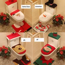 Комплект из 3 предметов, нарядное Санта Клаус ковер сиденье Ванная комната комплект коврик для контура рождественские украшения Рождество вечерние принадлежности для год