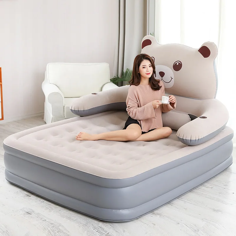 

Cartoon Inflatable double bed Inflatable Mattress folding Noon break bed travelling portable bed room furniture dropshipping