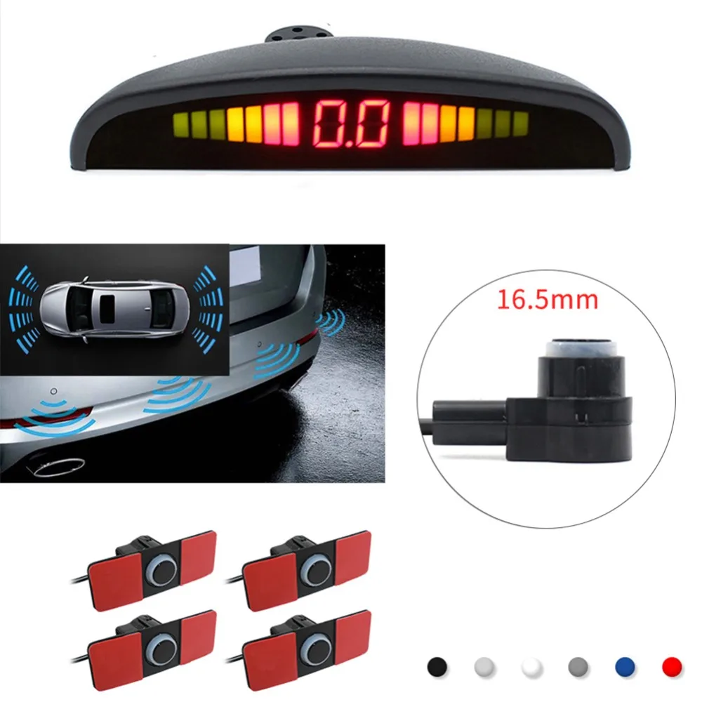 Автомобильный парковочный набор датчиков светодиодный/lcd/Buzzer 4 Плоский Обратный Датчик парковки с монитором комплект 16 мм 12 в резервный Радар монитор системы