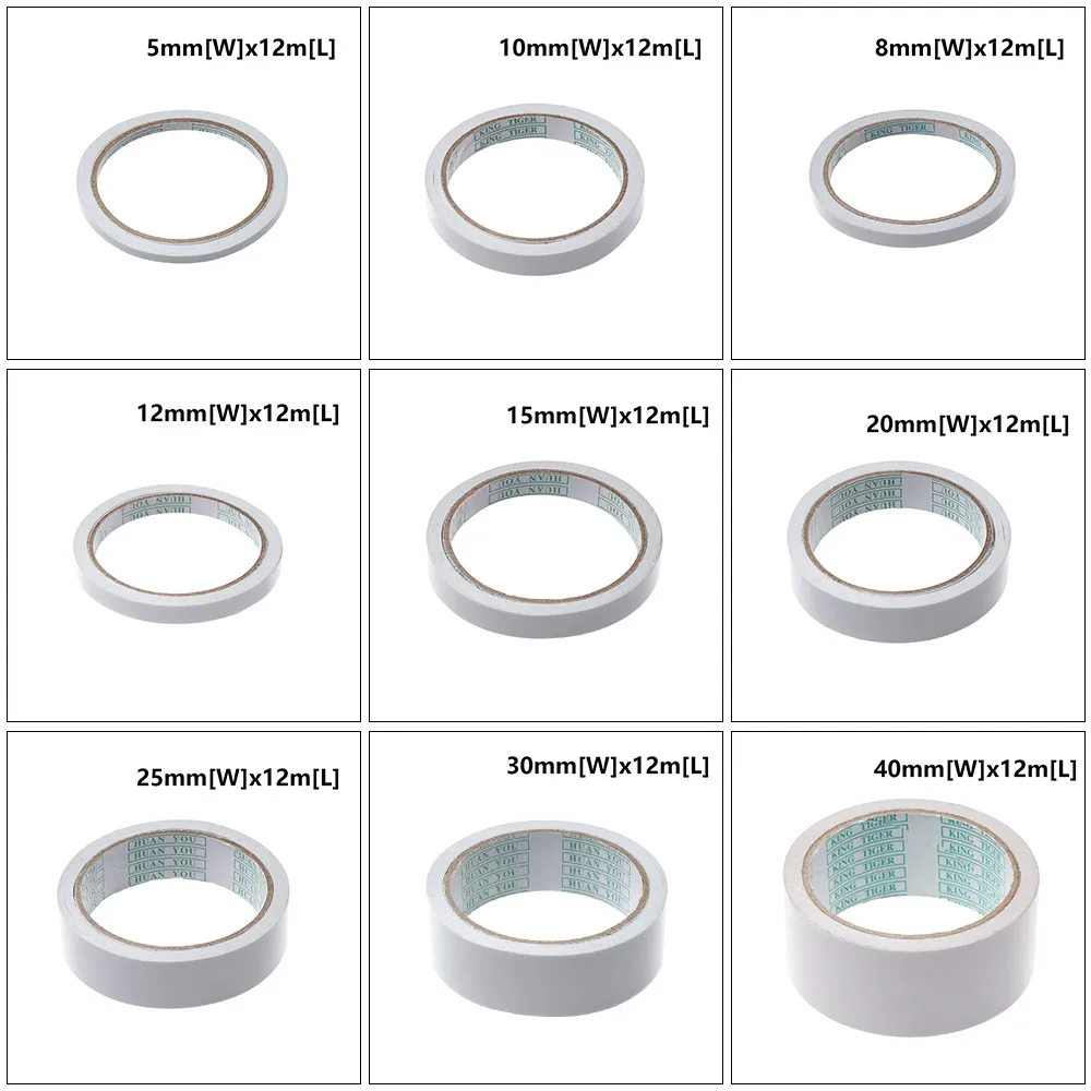 12 м/рулон двухсторонние крепежные ленты DIY ремесло сильные уплотнения ремесло поставки липкие полосы клеи ширина ленты 5 мм-40 мм Прямая поставка