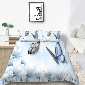 

Hot Sale Bedding Set Butterflies Elegant Artistic 3D Duvet Cover Lily Queen King Twin Full Single Double Comfortable Bed Set