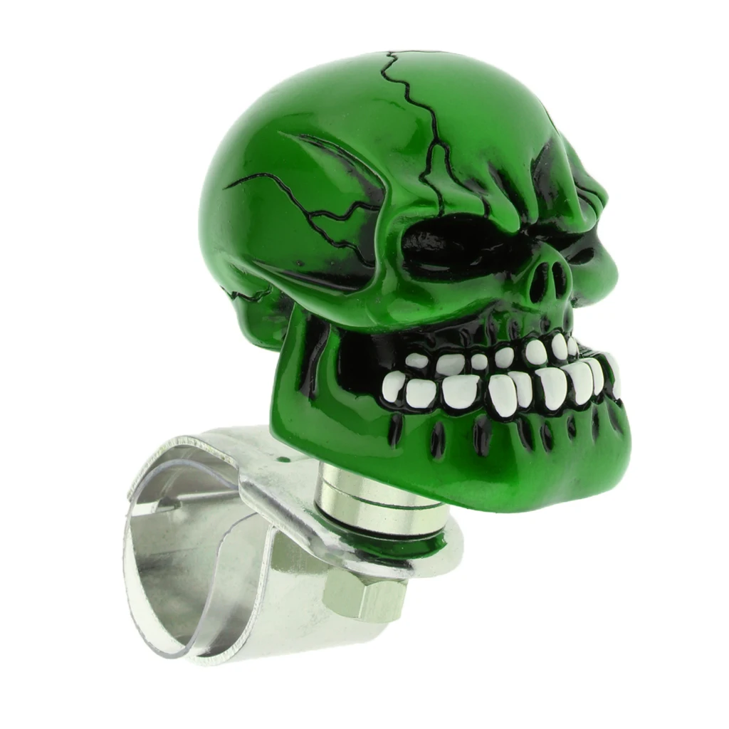 1PC Skull Head Car Steering Wheel Spinner Suicide Knob Handle Booster Resin+Metal 100x75x50mm