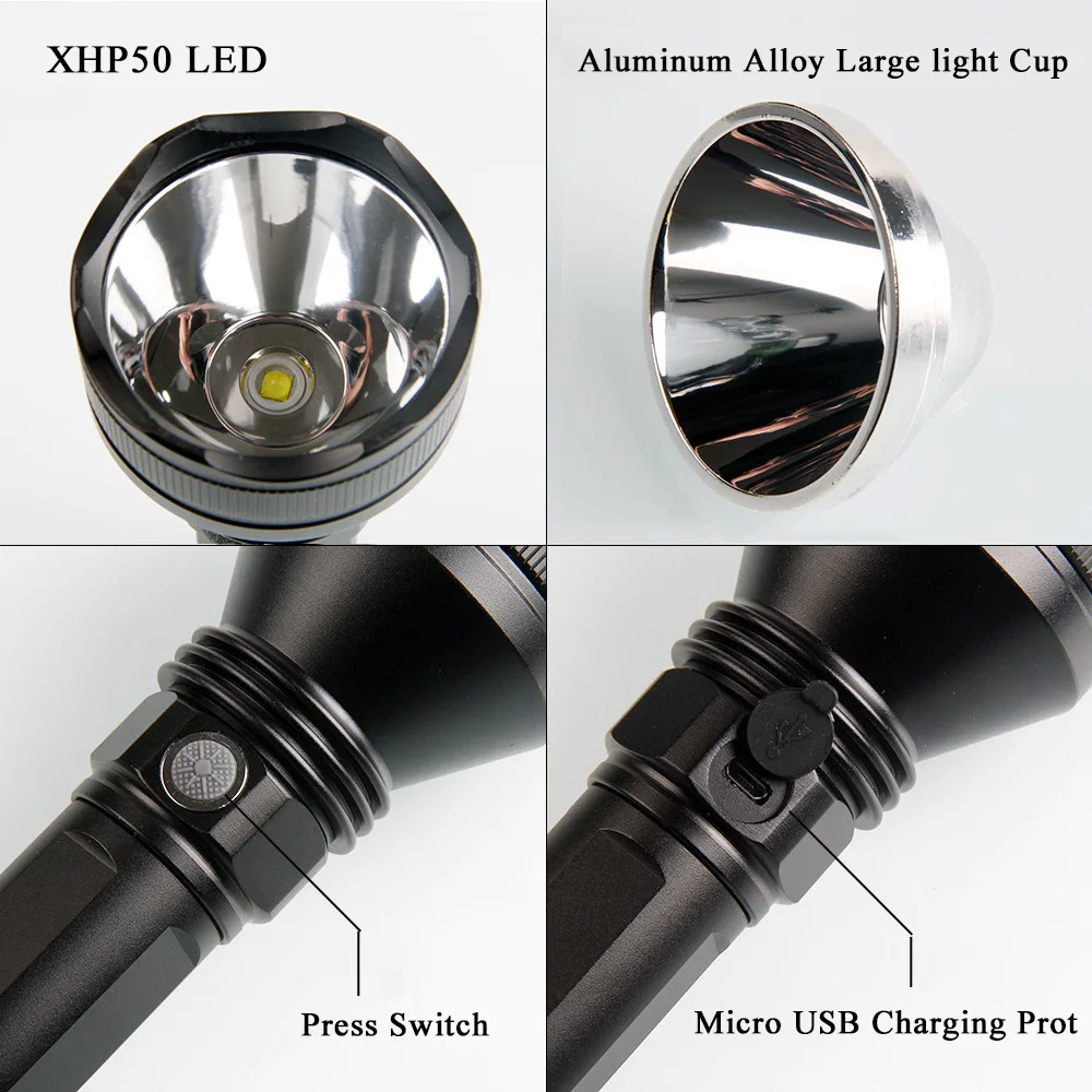 D50 AliBrit мощный XHP50 светодиодный фонарик большой свет чашка лампа водонепроницаемый для наружного горячего кемпинга оборудование факела фонарь