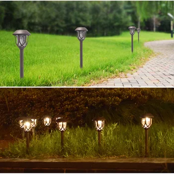

6pcs LED Solar Yard Lamps Waterproof Outdoor Lawn Light Warm White Emergency Decoration Lamp for Street Garden Path Landscape
