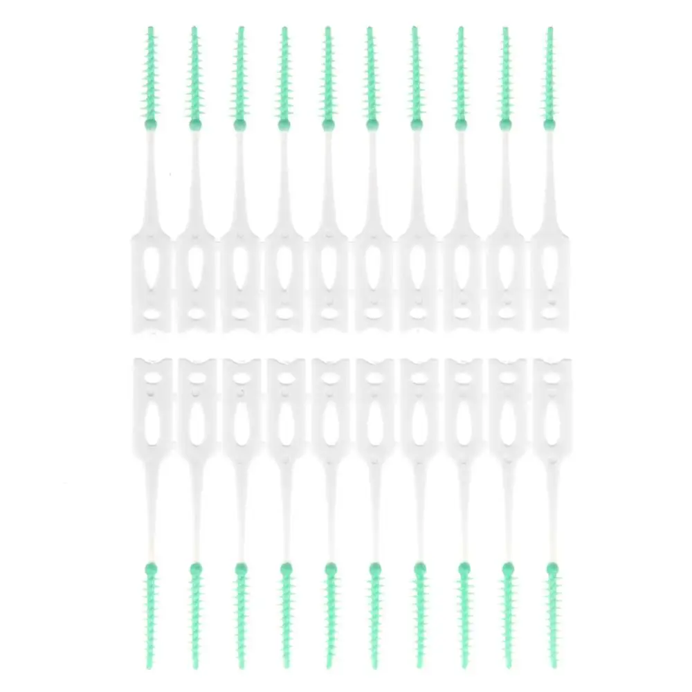 20/40 шт Мягкие силиконовые зубная нить для чистки межзубных пространств, одноразовые палка для размещения между прутьями зубочистки Зубная щётка нить Уход за полостью рта для чистки - Цвет: 20pcs