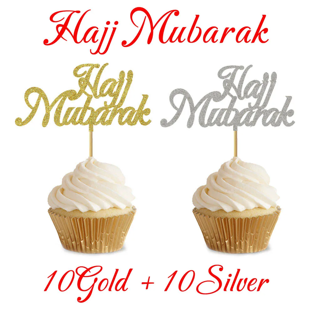 20 шт. 3x5 дюймов Eid Топпер для кексов Nikkah Mubarak Eid Mubarak hajj Mubarak Umrah Mubarak Топпер для кексов Eid al-Fitr украшения - Цвет: Hajj Mubarak