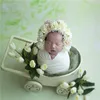 Pink Sunflower Garden Floral Bonnet Hat Knit Newborn Flower Bonnet Photography Shoot Baby Girl Hat Photo Props 4