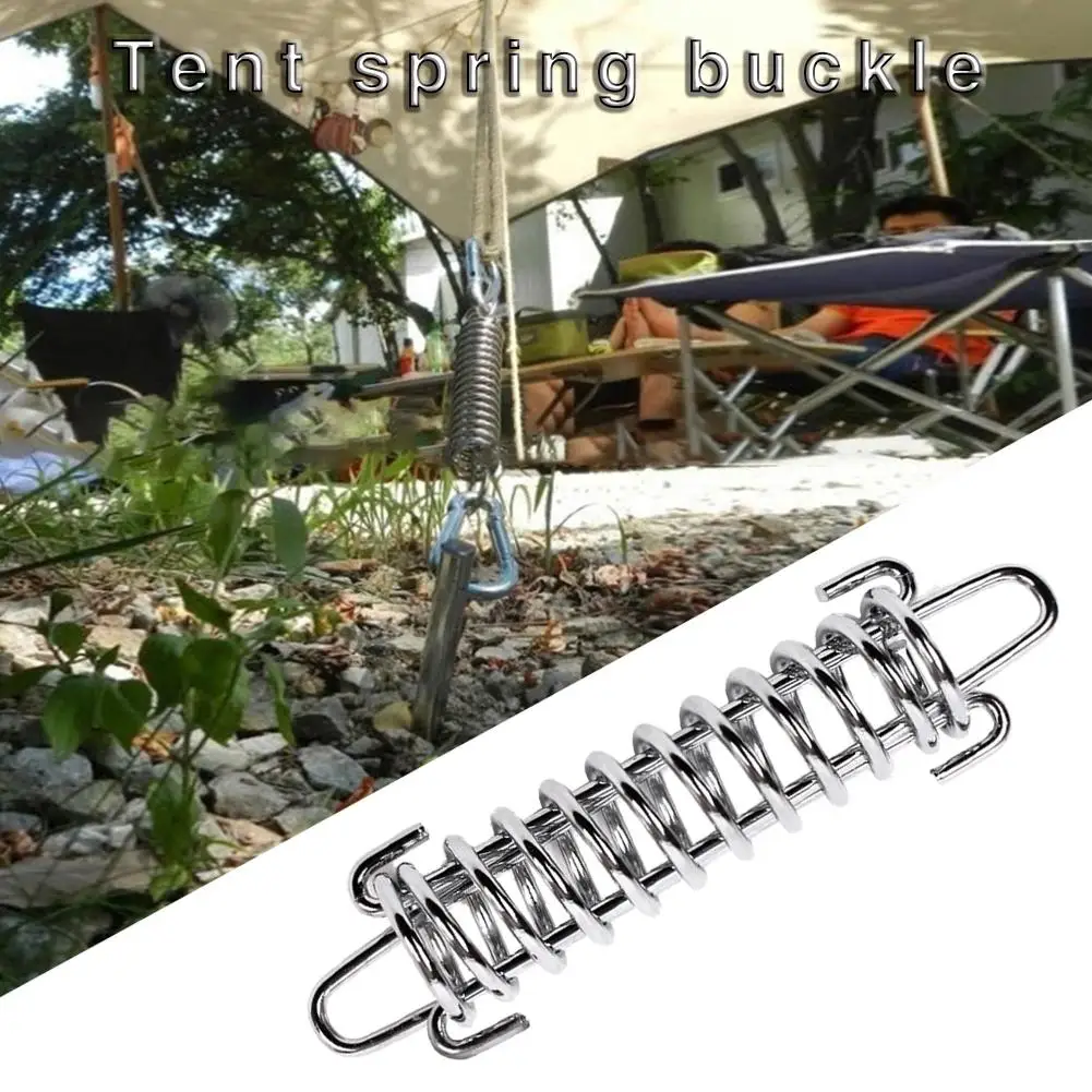 High Strength Camping Tent Spring Buckle High Elasticity Strength Stainless Steel Rope Tensioner Fixed Hook Buckle Beach Camping