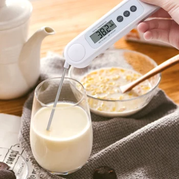 

Kitchen Thermometer Advanced Folding Probe Food Thermometer Milk Temperature For Kitchen Baking (with Backlight) Dropshipping