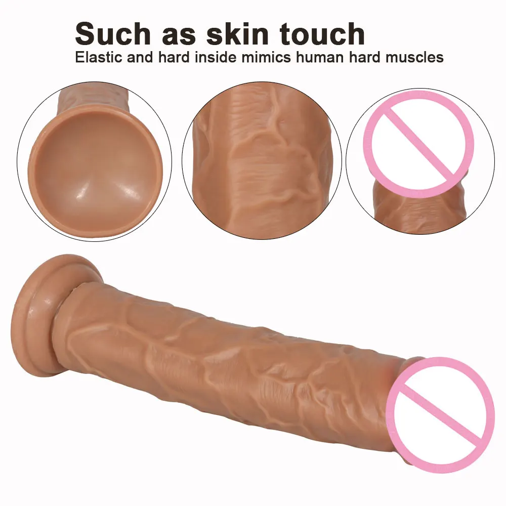 Soft Double Layer Silicone Big Dildo Realistic Fake Long Dick Penis Butt Plug Adult Sex Toys