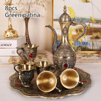 

EU Style Home Vintage Wine Pot Cup Tray Set Cabinet Ornament Decoration Best For Wine Cabinet, Bar, Coffee Table And Tabletop