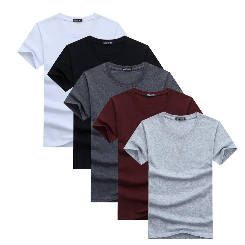 2020 High Quality Fashion Men's T-Shirts Casual Short Sleeve T-shirt Mens Solid Cotton Tee Shirt Summer Clothing 6pcs/lot | Мужская