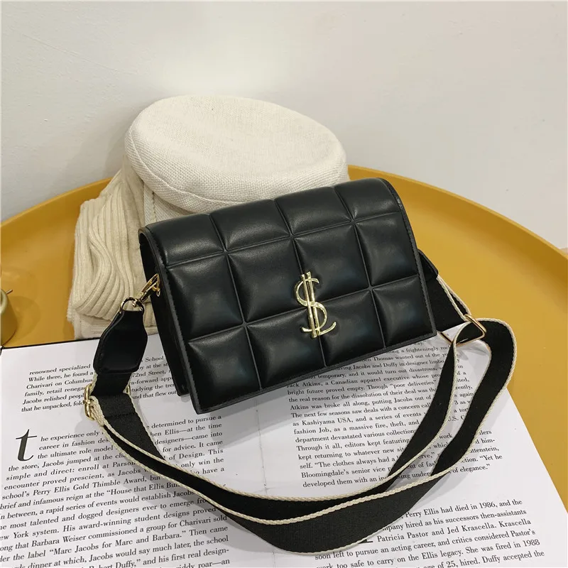 

Classic Female Plaid Shoulder Bag 2020 New Fashion High Quality PU Leather Designer Women Handbag Vintage Solid Small Square Bag