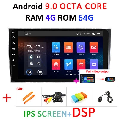 9 ''4G+ 64G 8 ядерный Android 9,0 2 Din Автомобильный мультимедийный плеер dvd gps для Porsche Cayenne 2003-2010 Cayenne GTS Автомагнитола DAB obd2 - Цвет: 4G 64G IPS DSP Full