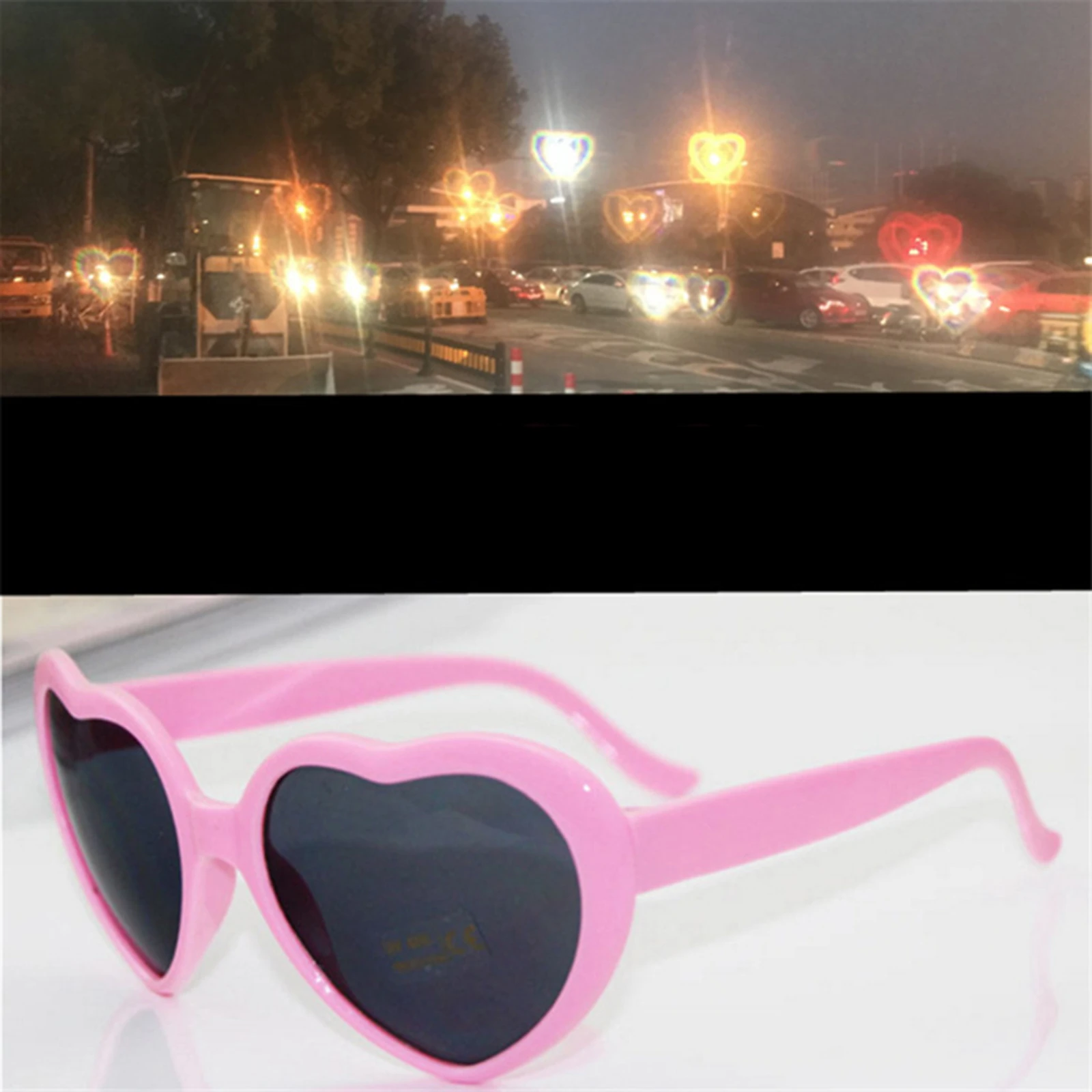 1pc Red Heart Shape Diffraction Grating Party Rave Glasses Plastic, Orbit Light Show Fireworks Refraction Laser Glasses