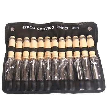 

12PCS Wood Carving Hand Chisel Tool Set Professional Woodworking Gouges Steel