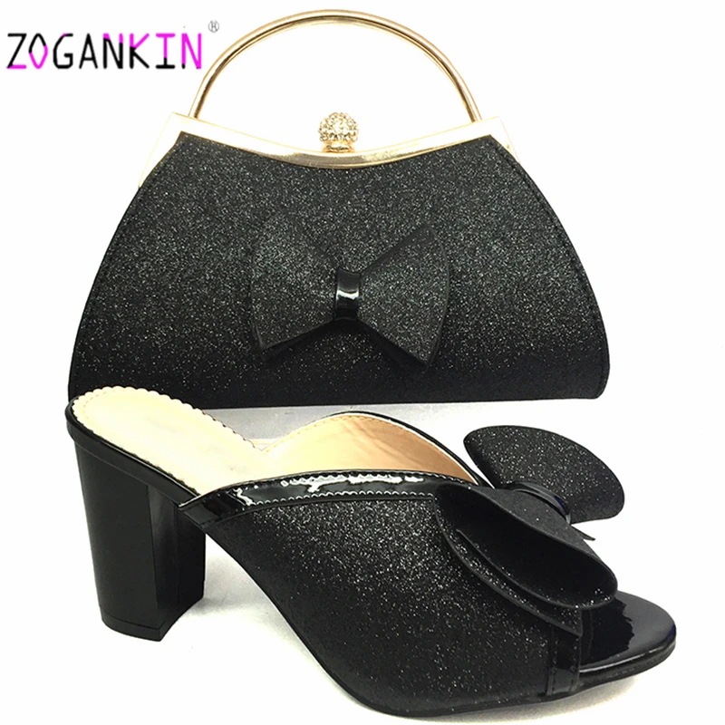 Пикантные женские итальянские туфли золотистого цвета комплект из обуви и сумки