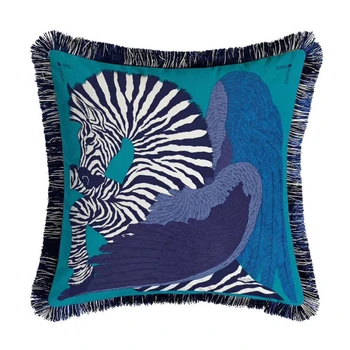 

45x45cm Thick Liss Velvet Animal Double-sided Printing Tassel Home Living Room Decoration Pillowcase Sofa Bedroom Cushion Cover
