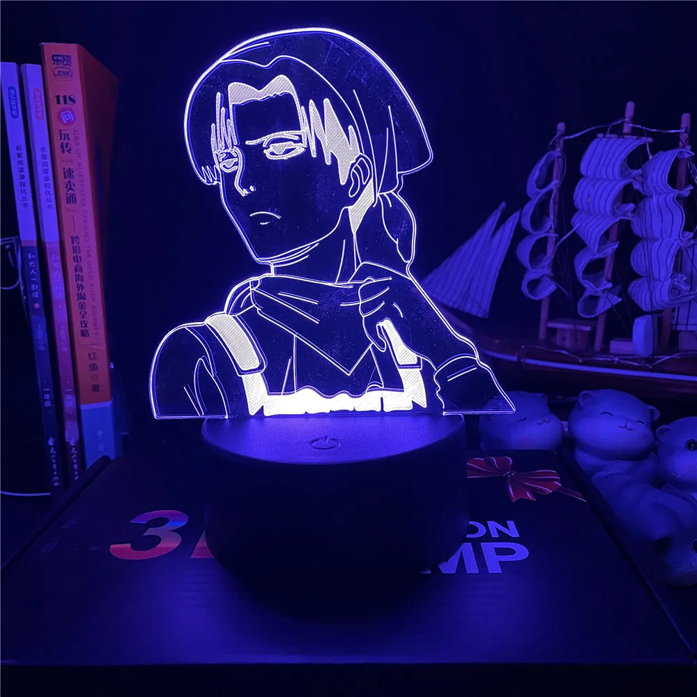 Ataque em Titã para Casa Decoração do Quarto Presente da Criança Levi Ackerman Acrílico Lâmpada Luz Led Night Light Anime 3d 6 Online shopping