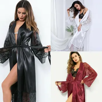 

Women's Summer Satin Silk Sleepwear Robe Babydoll Lingerie Nightwear Pyjamas Plus Size