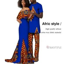 Новинка, летний комплект из топа и штанов с принтом в африканском стиле для пары, Bazin Riche, комплект из 2 предметов, одежда для влюбленных пар wq412