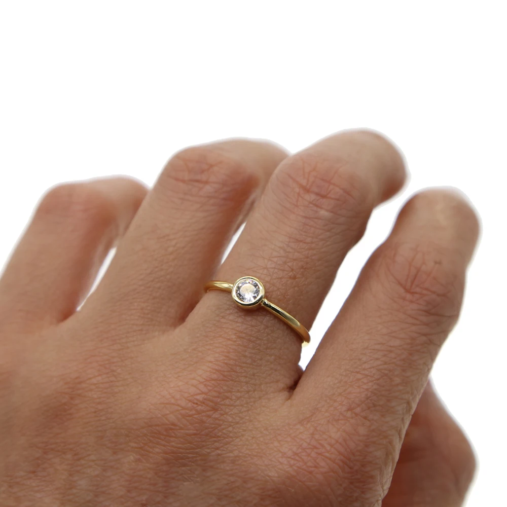 925 sterling silver full size 5 6 7 8 9 single cz ring minimal delicate gold filled jewelry turquoises zirconia for women|Кольца| |