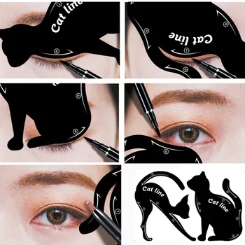 

2Pcs Women Cat Line Eye liner Stencils Pro Eye Makeup Tool Eye T emplate Shaper Model Easy to make up Cosmetic maquiagem