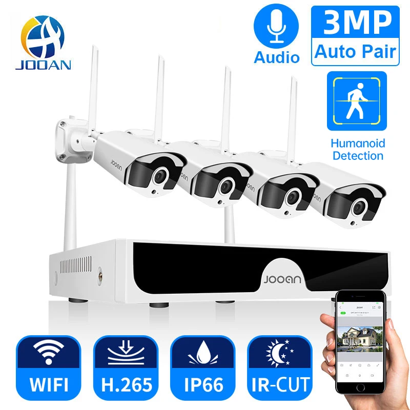 - Jooan 8CH NVR HD 3MP CCTV Camera System Audio Record Outdoor P2P Wifi IP Security Camera Set Video Surveillance Kit